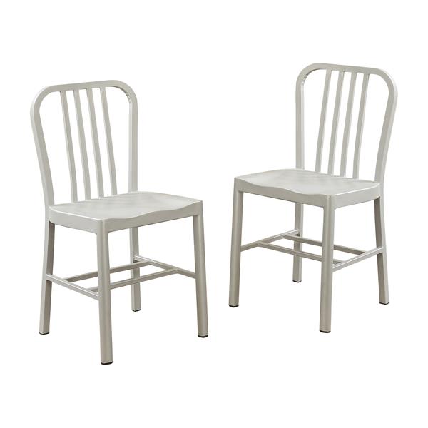 Waterloo Industrial Metal Slat Back Side Chairs in Silver - Set of Two 