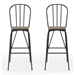 Slatted Modern Metal Frame Bar Chairs in Black - Set of Two - FOA1069