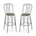 Slatted Modern Metal Frame Bar Chairs in Gray - Set of Two - FOA1071
