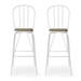 Slatted Modern Metal Frame Bar Chairs in White - Set of Two - FOA1072