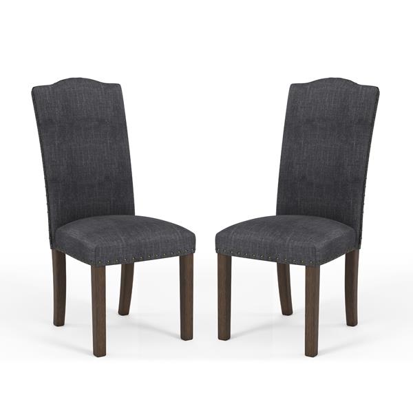 Zeke Transitional Upholstered Side Chairs in Dark Gray - Set of Two 