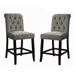 Marynda Transitional Button Tufted Counter Height Chairs in Gray - Set of Two - FOA1076