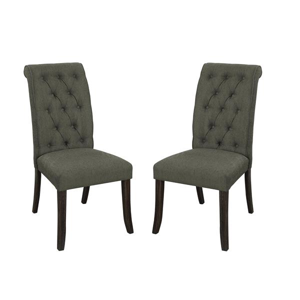 Marynda Transitional Button Tufted Side Chairs in Gray - Set of Two 