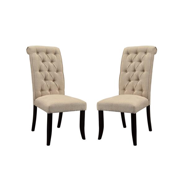Marynda Transitional Button Tufted Side Chairs in Ivory - Set of Two 