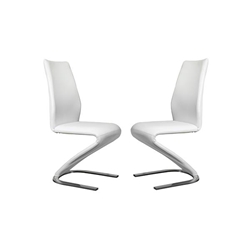Amia Contemporary Faux Leather Side Chairs in White - Set of Two 