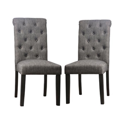 Lorton Rustic Button Tufted Side Chairs in Gray - Set of Two 