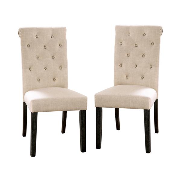 Lorton Rustic Button Tufted Side Chairs in Ivory - Set of Two 