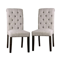 Lorton Rustic Button Tufted Side Chairs in Light Gray - Set of Two 