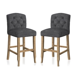 Lyon Cottage Button Tufted Dining Chairs in Dark Gray - Set of Two 