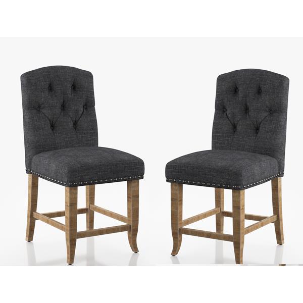 Lyon Cottage Button Tufted Counter Height Chairs in Dark Gray - Set of Two 