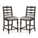 Earnest Rustic Padded Counter Height Chairs in Gray - Set of Two - FOA1124