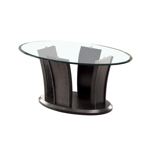 Jillyn Contemporary Glass Top Coffee Table in Gray 
