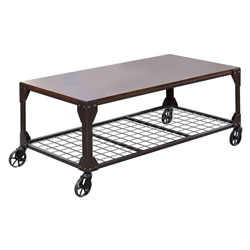 Katy Industrial Coffee Table with Casters 