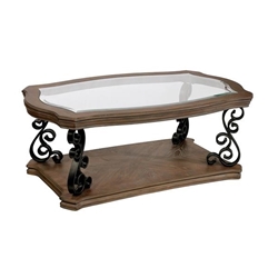 Decall Traditional Glass Top Coffee Table 