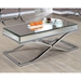 Lorrisa Contemporary Glass Top Coffee Table in Chrome - FOA1148