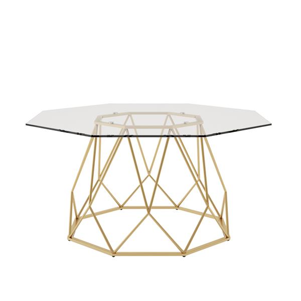 Growder Glass Top Coffee Table in Gold 