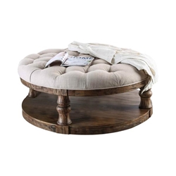 Cintra Rustic Tufted Cushion Top Coffee Table - Antique Oak 
