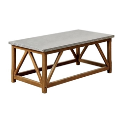 Lori Industrial Wood Iron Top Coffee Table 