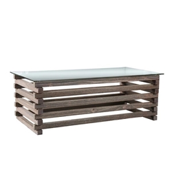 Clyde Transitional Glass Top Coffee Table 