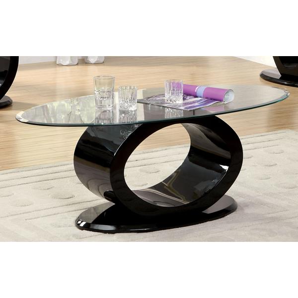 Lyndie Contemporary Glass Top Coffee Table - Black 