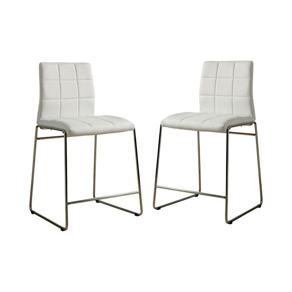 Lonne Contemporary Padded Counter Height Chairs in White - Set of Two 