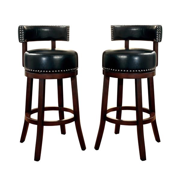 Roos 29" Contemporary Swivel Bar Stools in Black - Set of Two 