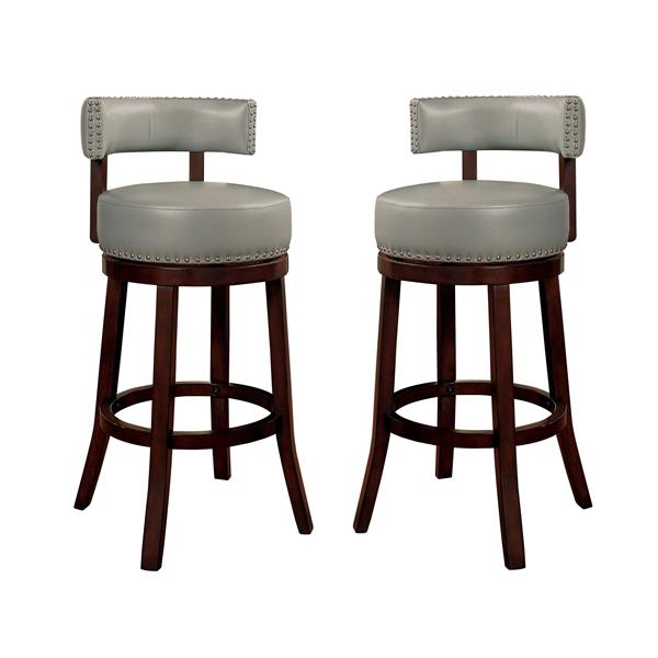Roos 24" Contemporary Swivel Bar Stools in Gray Set of Two 