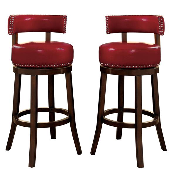 Roos 29" Contemporary Swivel Bar Stools in Red - Set of Two 