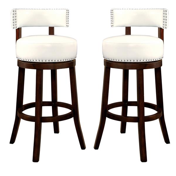 Roos 29" Contemporary SwivelBar Stools in White - Set of Two 