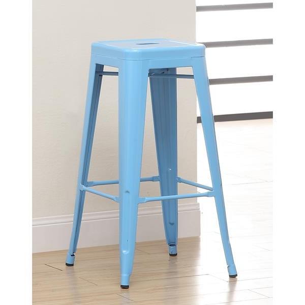 Clarke Contemporary Bar Stools in Blue - Set of Two 