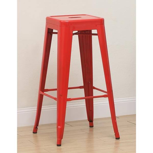 Clarke Contemporary Bar Stools in Red - Set of Two 