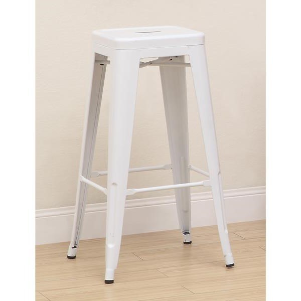 Clarke Contemporary Bar Stools in White - Set of Two 