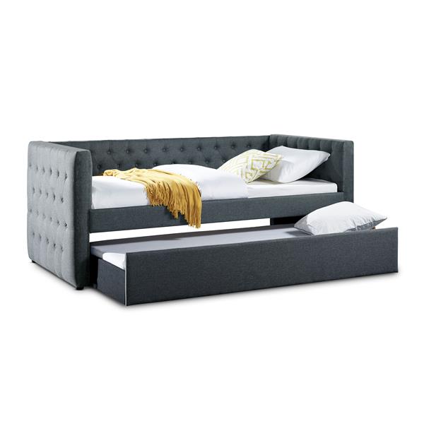 Forestlawn Gray Tufted Daybed with Trundle 