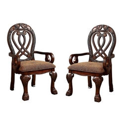 Beau Traditional Padded Arm Chairs - Set of Two 