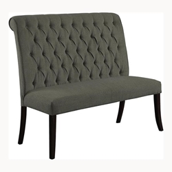 Gracie Transitional Button Tufted Dining Bench in Gray 