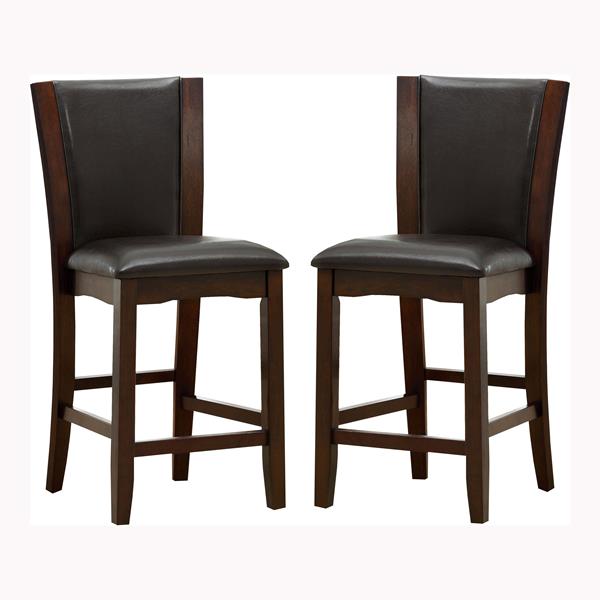 Aloise Contemporary Padded Counter Height Chairs in Brown Cherry and Black - Set of Two 