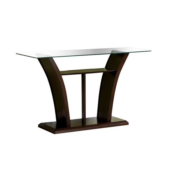 Jillyn Contemporary Glass Top Console Table in Dark Cherry 