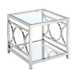 Garado Contemporary Glass Top Square End Table 