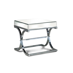 Lorrisa Contemporary Glass Top End Table in Chrome 