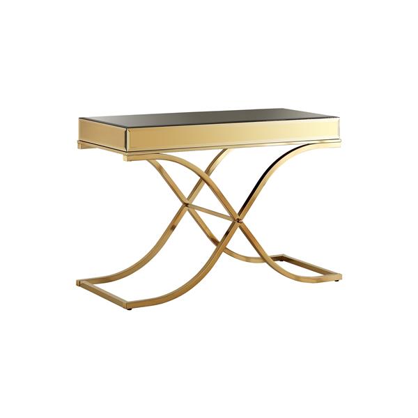 Lorrisa Contemporary Glass Top Coffee Table in Brass 