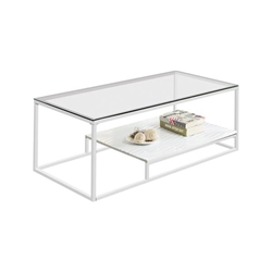 Aldea Contemporary Glass Top Coffee Table - White 