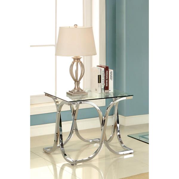 Maxton Contemporary Glass Top End Table - Chrome 