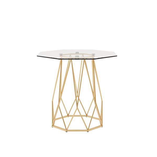 Growder Glass Top End Table in Gold 