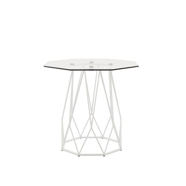 Growder Glass Top End Table in White 
