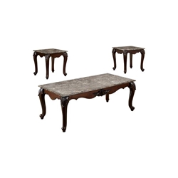 Fanciet Traditional Marble Top 3-Piece Table Set 