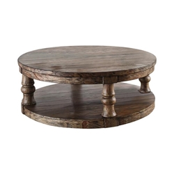 Cintra Rustic Wood Top End Table in Antique Oak 