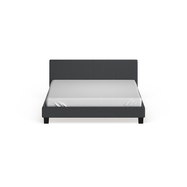 Ameena Contemporary Faux Leather Queen Platform Bed in Gray 