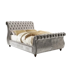 Shirley Transitional Fabric Queen Platform Bed in Gray 