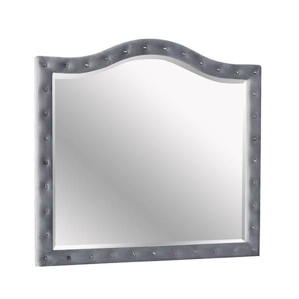 Clerita Transitional Acrylic Diamond Button Mirror in Gray 