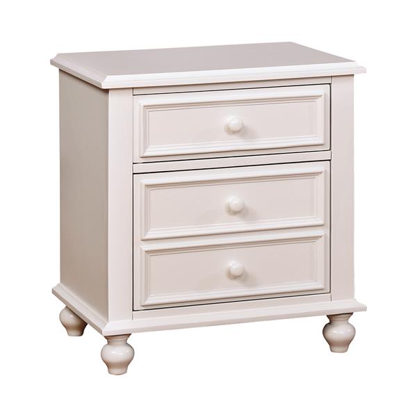 Ben Traditional 3-Drawer Nightstand in White 